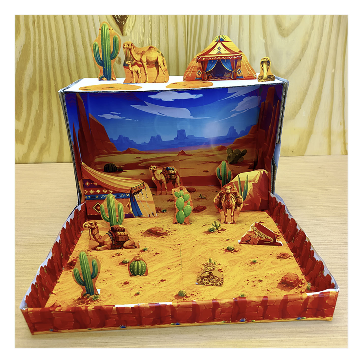 Desert habitat project 3D school model with camels