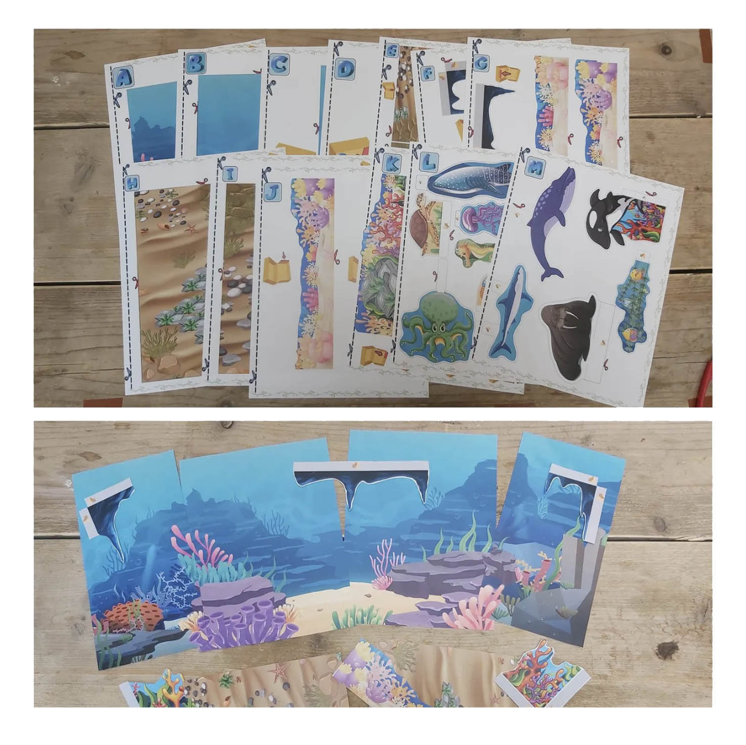 Ocean habitat project printable parts and backgrounds ready for cutting and building