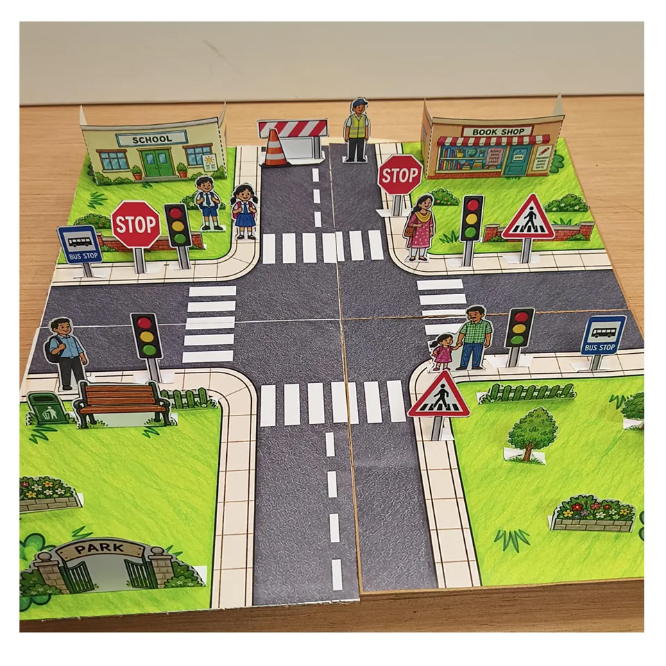 Complete Traffic Town road safety model with school, bookshop, park and zebra crossings