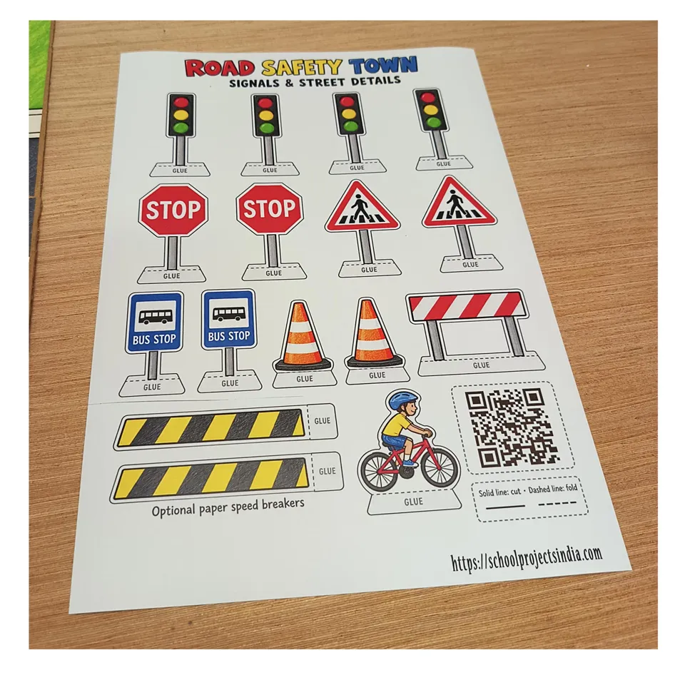 Printable traffic lights, stop signs, crossing signs, bus stops and cones