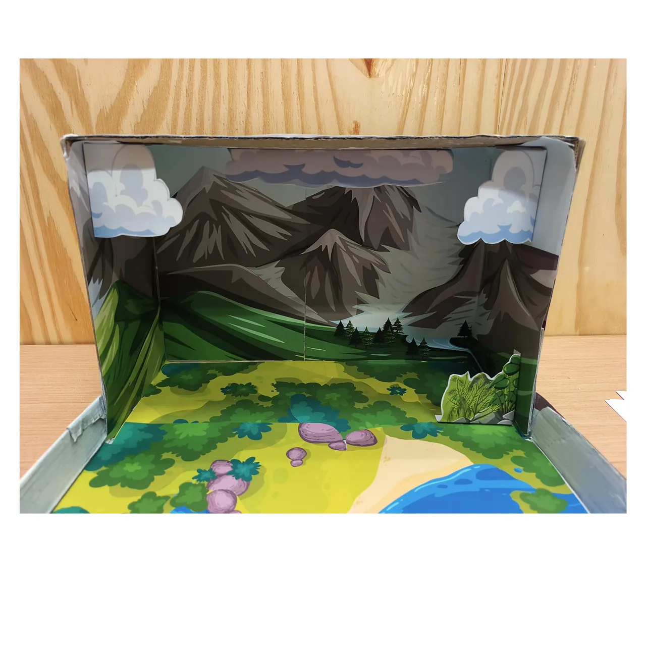 Clouds and greenery added to the water cycle model background